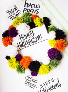 halloween pom pom wreath