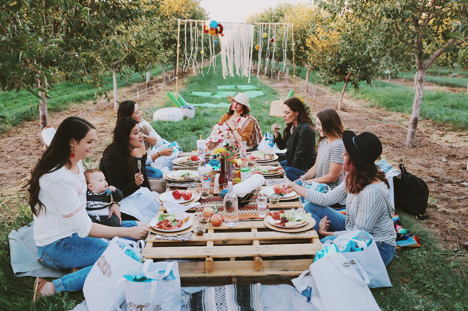 orcahrd event utah macrame pom-pom backdrop