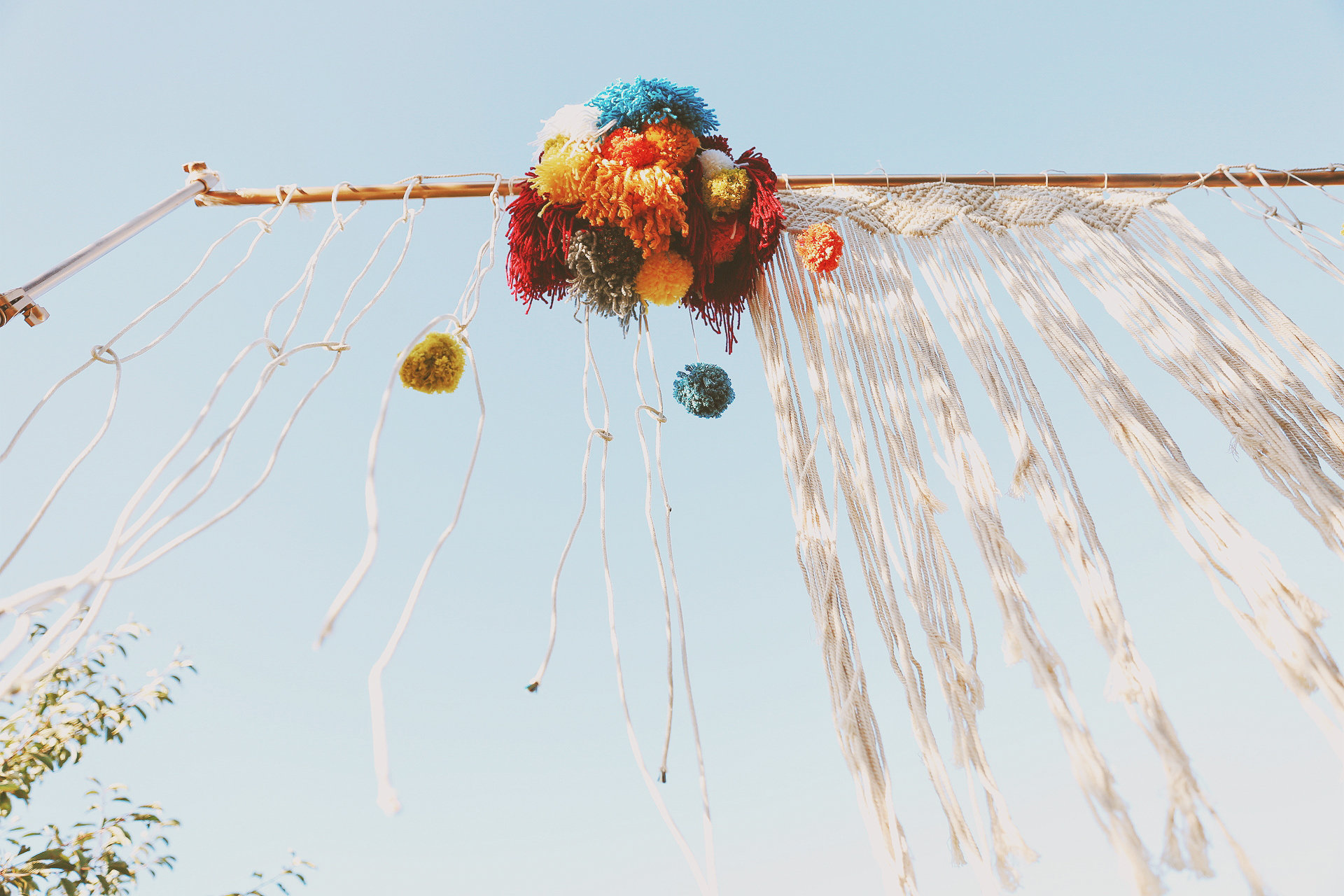 orcahrd event utah macrame pom-pom backdrop