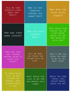family conversation starter free printable
