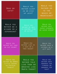 family conversation starter free printable