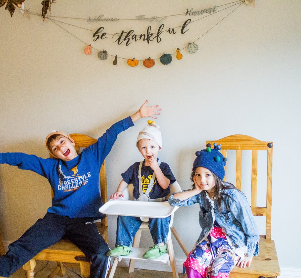 Check out these super fun Thanksgiving food themed beanies. Theres a pumpkin pie, mashed potaoe, and fruit salad. Also if you want to check out the turkey and cornucopia hat click here. 