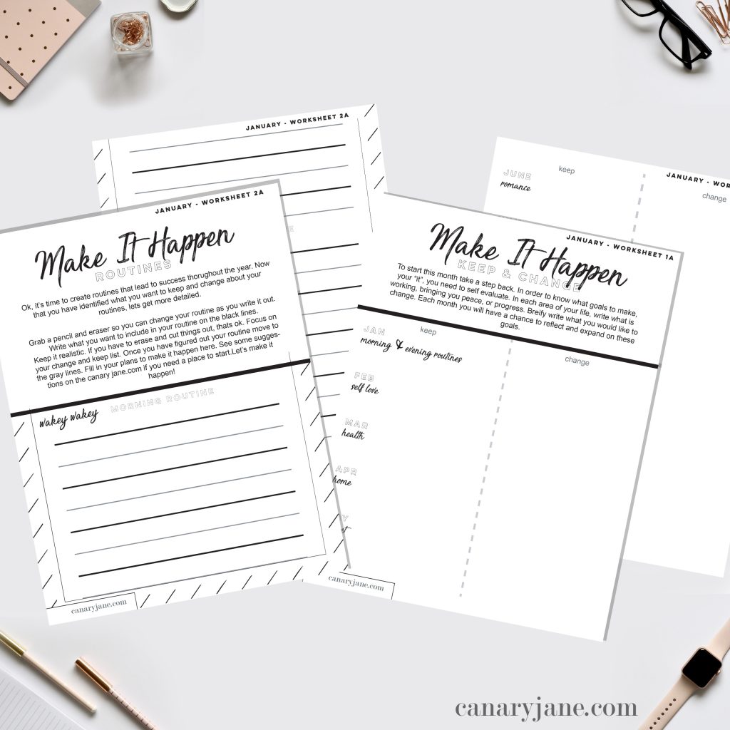 I’m walking into this year with a plan. And I’m proud of it! Here are some ways you can make plans for this next year and make goals. Print off these free Make it Happen planning and goal making worksheets make it happen goal setting worksheets
