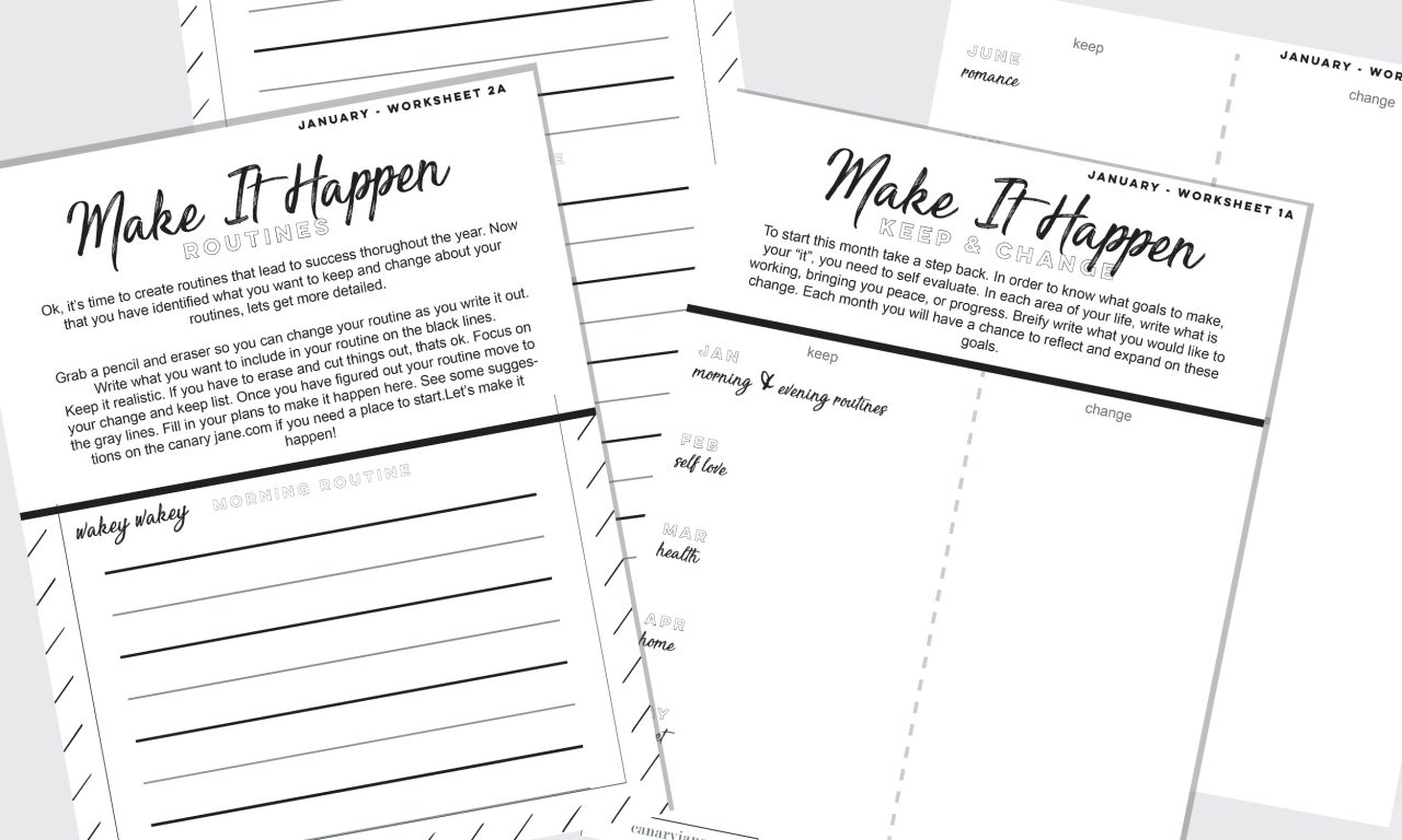 I’m walking into this year with a plan. And I’m proud of it! Here are some ways you can make plans for this next year and make goals. Print off these free Make it Happen planning and goal making worksheets make it happen goal setting worksheets