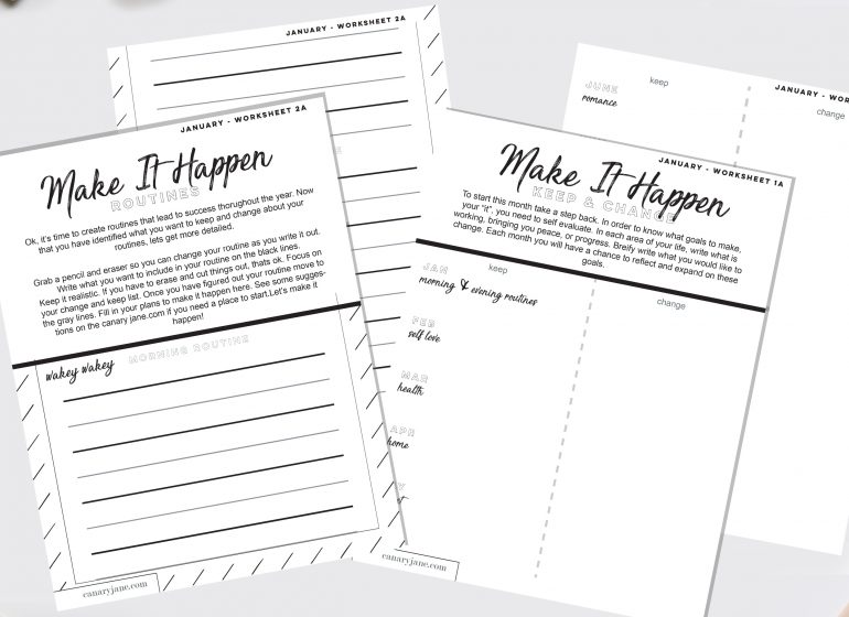 I’m walking into this year with a plan. And I’m proud of it! Here are some ways you can make plans for this next year and make goals. Print off these free Make it Happen planning and goal making worksheets make it happen goal setting worksheets