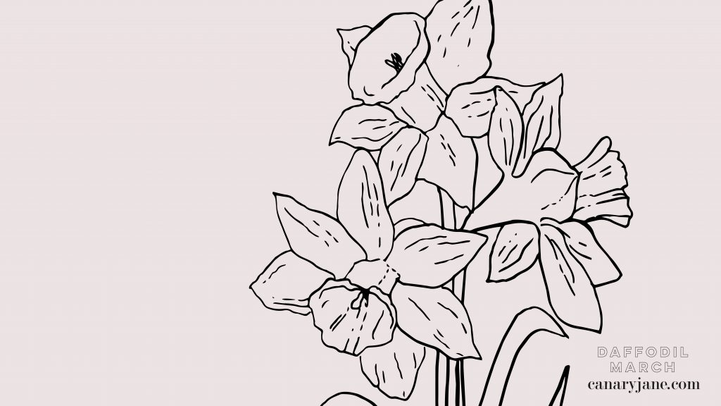 I've got the March free background ready for you! Grab these for your phone, March birth post and add this to your desktop. Grab these free March Daffodil Birth Flower Background & Coloring Page now.