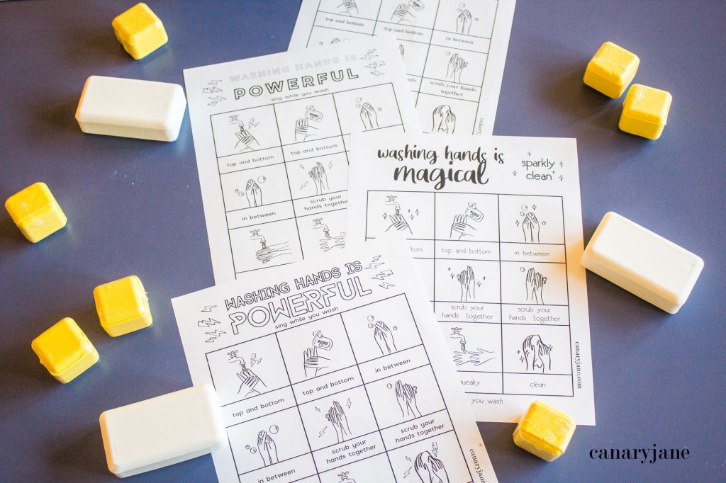 We are hankering down and washing our hands alot over here. And this included sitting down with my kids and reminding them how to really wash their hands well. So to help remind them during this time of sickness, I made a printable and colorable hand washing chart to hang in my home. And I've posted it here for you to print as well. 