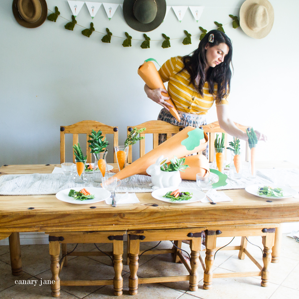Make and fold these Easter Bunny napkins for Easter dinner. They're super easy and inexpensive and the kids will love them. They took me a couple minutes to make. 