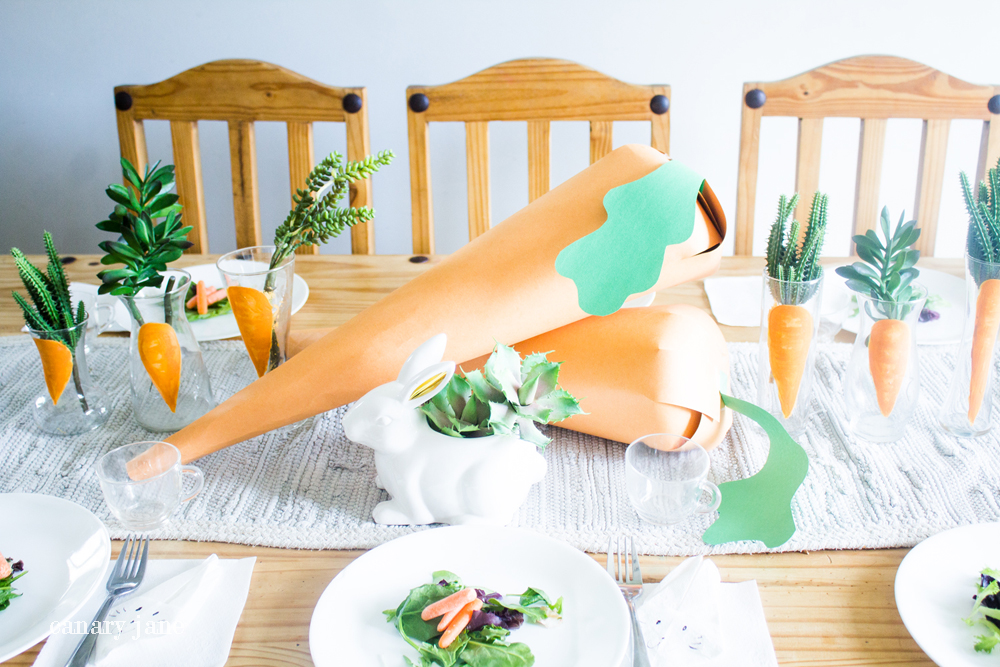 Make and fold these Easter Bunny napkins for Easter dinner. They're super easy and inexpensive and the kids will love them. They took me a couple minutes to make. 