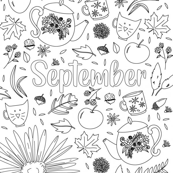 september free coloring page
