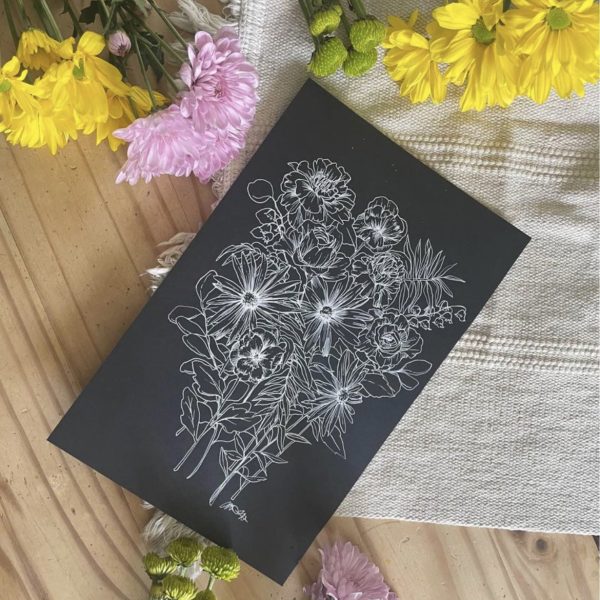 floral birth flower illustration ink