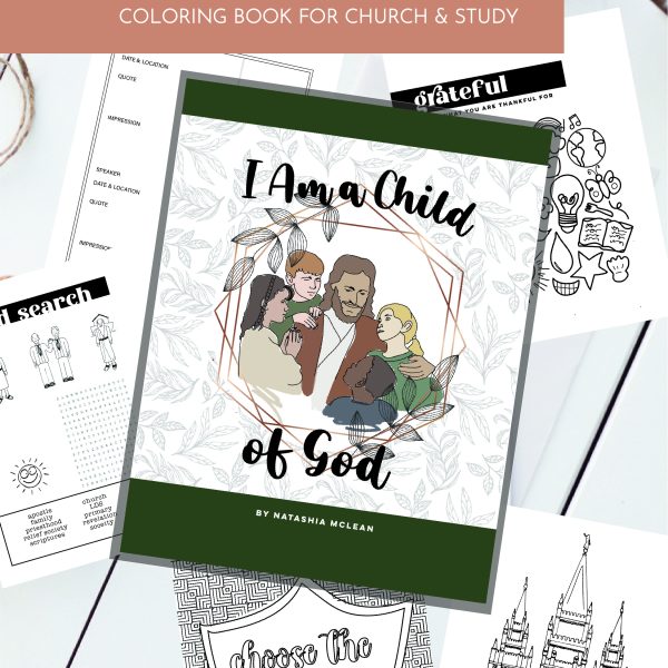 I am a Child of God Coloring Book Digitial Download cover with samples